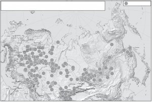 Карта популяций, представленных в Биобанке народонаселения Северной Евразии, созданного под руководством Е.В. Балановской и О.П. Балановского.